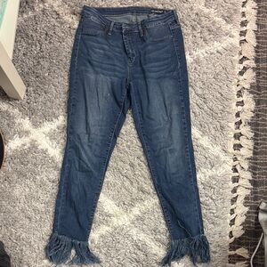 Blank NYC Dark Blue Frayed Ankle Jeans